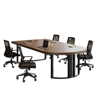 简约现代椭圆形会议桌实木长桌办公家具多人半圆小型会议桌椅组合