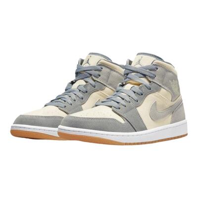 Air Jordan 1 Mid AJ1 男 米灰 椰奶 中帮篮球鞋DN4281-100