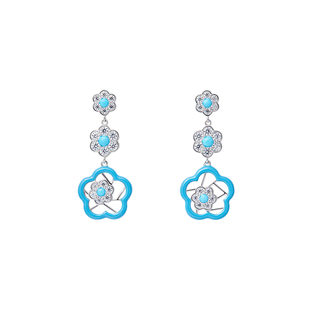 CIGALONG龙梓嘉梅花窗格绿松石镂空耳钉新中式珠宝新年情人节礼物