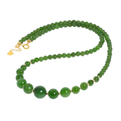 若华菠菜绿和田碧玉项链18k金