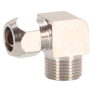 铜镀镍卡套外丝弯头1/2/3/4分内卡4 6 8 10 14MM铜管接头90°直角