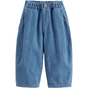 马克珍妮女童纯棉百搭牛仔萝卜裤 宝宝裤子2025年春装新款551585