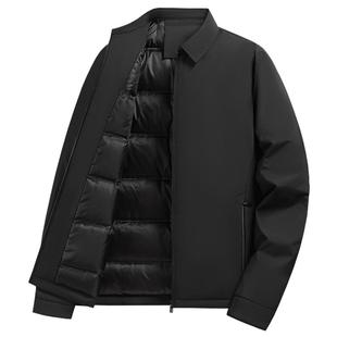 罗蒙中老年干部装2025秋冬短款白鸭绒羽绒服爸爸行政夹克羽绒外套