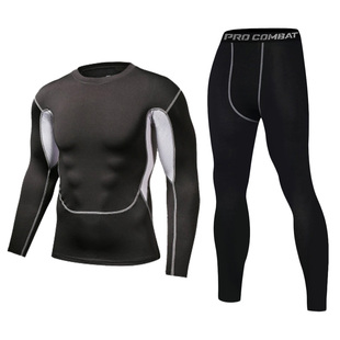 冬季户外跑步套装健身紧身衣男运动速干保暖内衣高弹篮球训练加绒