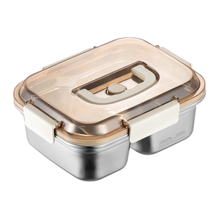 304食品级大容量水果保鲜盒不锈钢密封便当盒小饭盒冰箱专用收纳