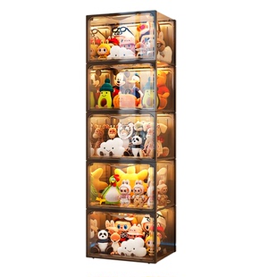 娃娃收纳桶毛绒玩具神器透明防尘放手办装公仔筒置物架玩偶展示柜