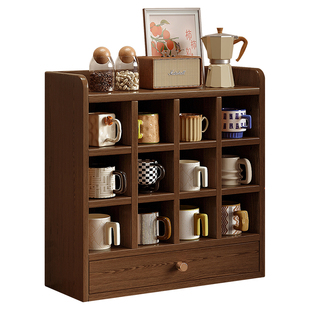 杯架实木防尘复古茶杯茶具餐桌放置柜水杯咖啡杯餐边柜收纳置物架