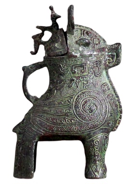 仿古青铜器妇好鸮尊双链铭文圆