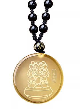 易明开居吉狮赐桃吊坠2026属猴吉祥佩戴物生肖猴挂件项链男女礼物