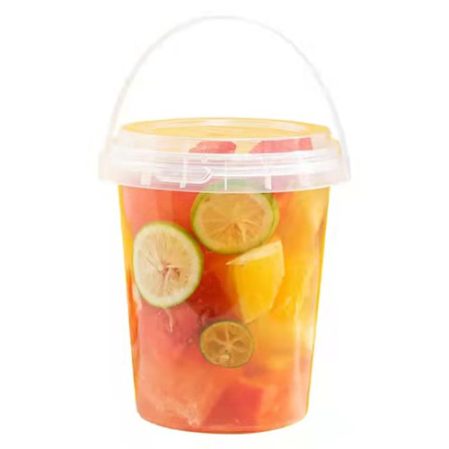 119口径1000ml水果桶1升大容量水果茶霸王桶加厚手提奶茶杯子带盖