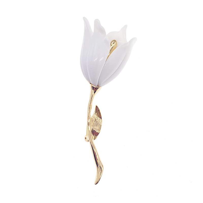 职业阿玛施特优雅白色郁金香花朵胸针女文艺胸花配饰大衣西装别针