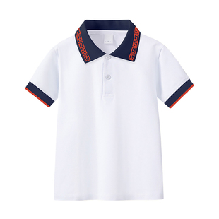 37广西实验中学生校服短袖t恤白色polo衫来宾市祥和小学高新校区