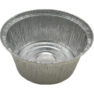 一次性烧烤脑花锡纸盒铝箔碗圆形家用商用打包盒烘焙专用带盖子
