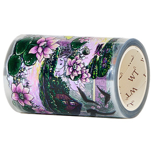 WT原创胶带 池景记 荷塘月色 绯色黄昏 荷花景色池塘黄昏造景胶带