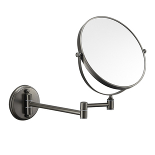 枪灰色浴室化妆镜免打孔卫生间折叠旋转伸缩镜双面放大壁挂美容镜