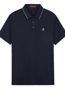才子桑蚕丝短袖菠萝纹POLO衫男士2026夏季7A抗菌高端商务翻领T恤