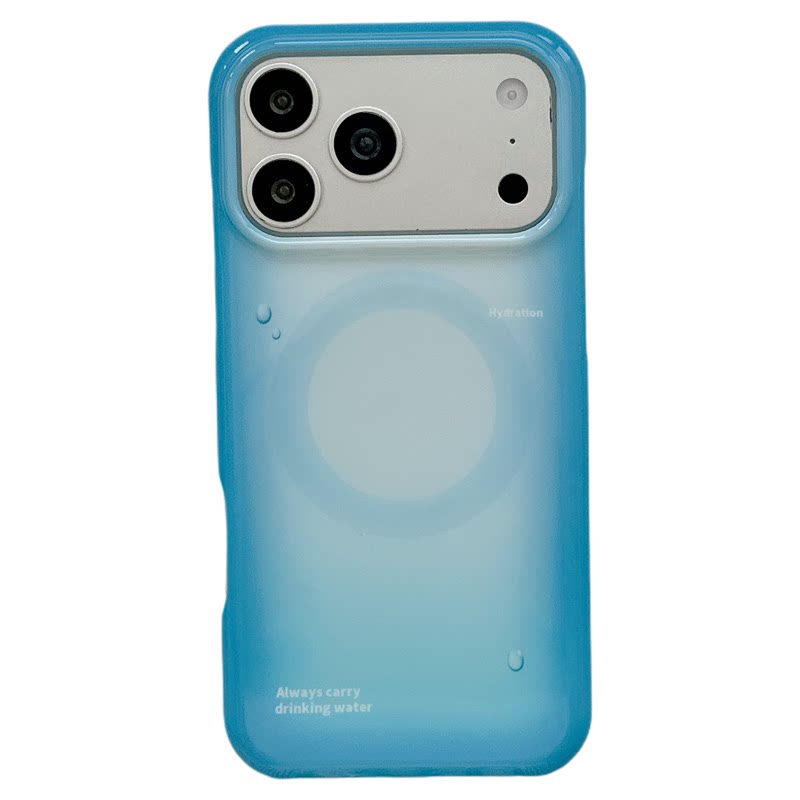 MoreRex创意渐变蓝矿泉水磁吸支架适用苹果18手机壳小众iphone17promax新款18pro全包15防摔保护套14女16个性