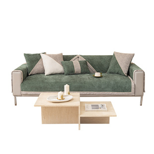 复古高级感坐垫子四季通用2025新款雪尼尔皮沙发坐垫固定防滑盖布