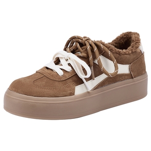 热风厚底德训鞋女款2025年冬季新款加绒棉鞋增高休闲鞋百搭女鞋子