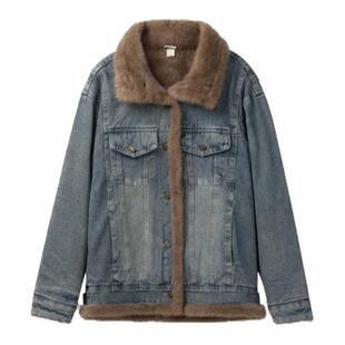 local aliens外星沙龙美式复古加绒牛仔外套保暖宽松加厚毛绒夹克