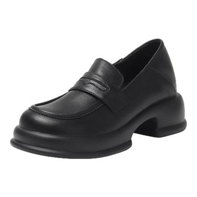 英伦风厚底真皮内增高小皮鞋女款