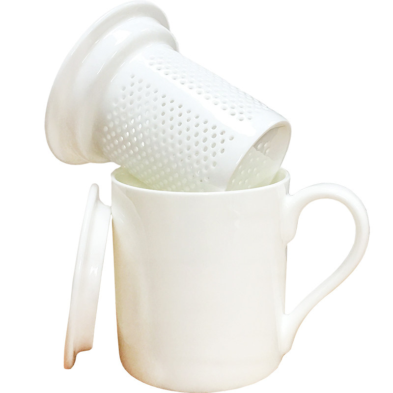 中式纯色过滤泡茶杯茶水分离陶瓷茶杯