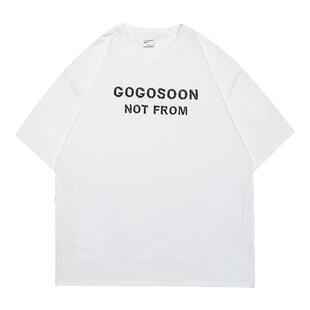 陈奕恒同款 GOGOSOON男生字母圆领白色短袖t恤宽松cleanfit半袖Q