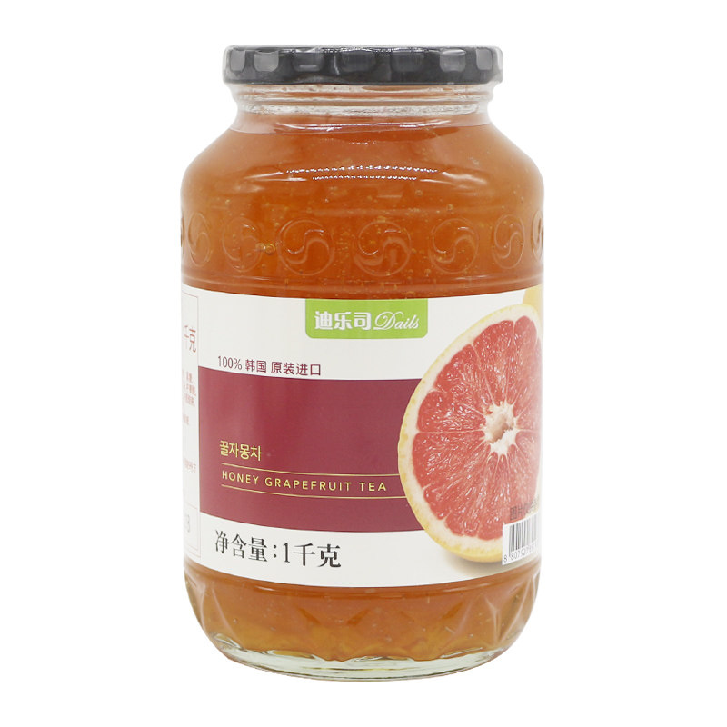 韩国进口迪乐司多口味果肉饮品1000g罐装蜂蜜柚子柠檬红西柚饮品