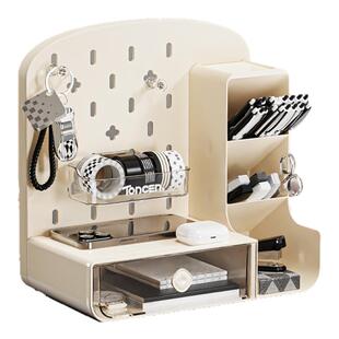 桌面洞洞板置物架办公桌学生宿舍书桌笔筒桌上抽屉收纳盒子收纳架