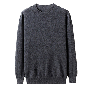 100%纯羊毛圆领商务休闲修身针织衫秋冬男士丹叔同款内搭套头毛衣