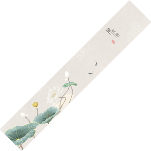 新中式桌旗长方形茶巾茶几桌布干泡茶台布艺棉麻防水荷花茶席杯垫