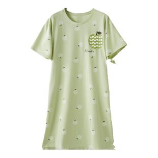 恒源祥睡裙夏季女纯棉短袖可爱卡通睡衣女夏天宽松透气女士家居服