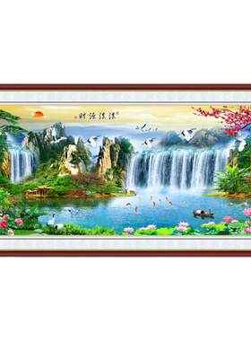 自粘客厅沙发背景墙立体印山水画