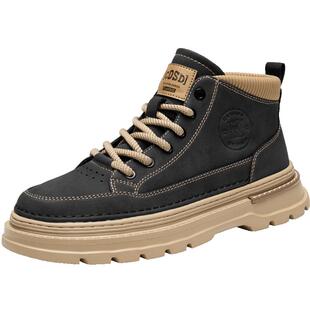 马丁靴男款高帮2026新款春季英伦风复古中帮厚底增高真皮工装短靴