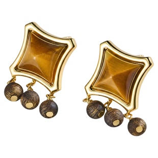 MEIDEHEN美得很沉迹寻香·三叠沉香四方虎睛石耳坠耳钉民族风