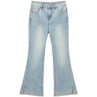 【商场同款】乐町25夏季新款精致错落摆高腰牛仔喇叭裤C1HAF2173