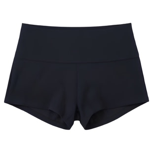 Solid color folded waist striped shorts 女士纯色折腰条纹短裤