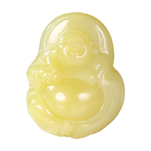 L和合玉器和田玉黄玉笑佛挂件弥勒佛吊坠山料佛公玉牌大肚立体牌