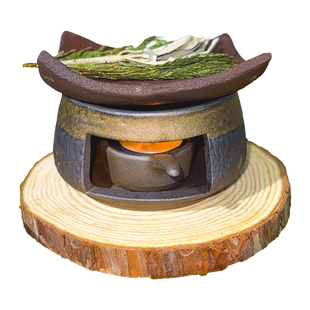 雪松木干枝植物香薰炉手工粗陶烘烤扩香炉熏香炉禅意熏香秘鲁圣木