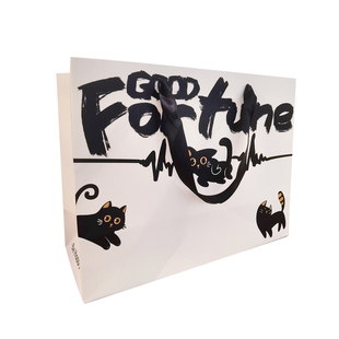 高级感卡通猫咪加厚手提袋节日礼物包装袋手绘时尚礼品袋子可定制