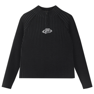 FILA FUSION斐乐毛衣女冬季女款紧身保暖毛衫半拉链运动针织衫