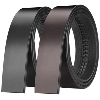 不带头男士纯牛皮打孔加长自动扣