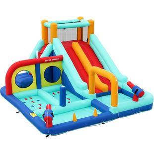博士豚双滑梯家用充气城堡室内外小孩儿童蹦床钻洞投掷充气堡玩具