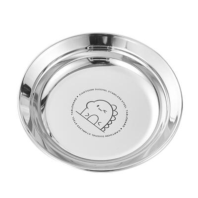 316L不锈钢圆盘卡通餐盘儿童饭盘