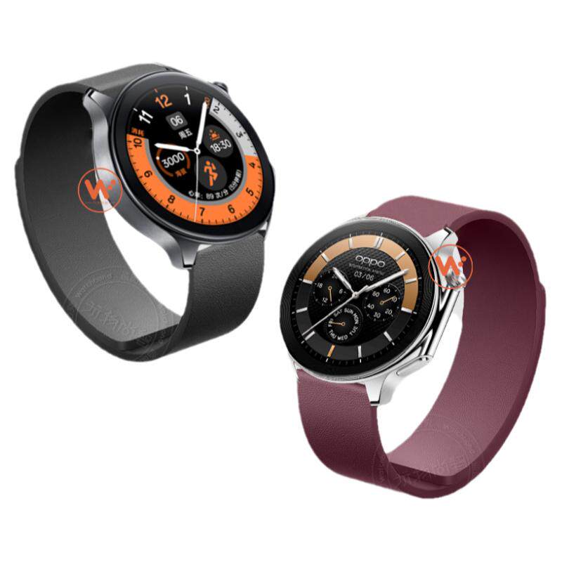 适用OPPOwatchX手表科纳皮磁吸真皮表带watch4pro运动3pro智能watch2春夏男生腕带女生手环表链贴膜