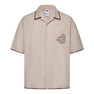 adidas阿迪达斯三叶草男南法假日度假风宽松休闲短袖衬衫 KW8185