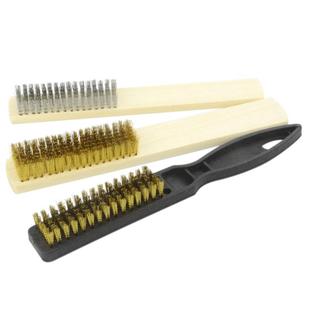 纯铜丝刷子工业用打磨除铁锈清洁加密铜刷文玩清理木柄不锈钢丝刷