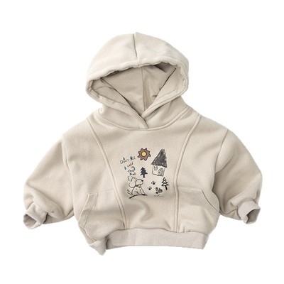 儿童加绒一体绒连帽卫衣加厚保暖