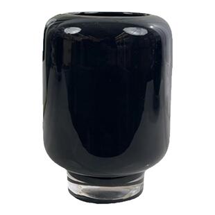 黑色玻璃花瓶大口径黑色琉璃花器摆件酒店大堂桌面插花大体量花瓶