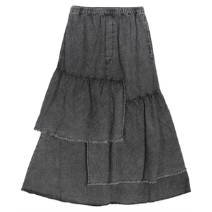 niko and ...裙子女2026春季新款设计感棉质荷叶边牛仔半裙576396